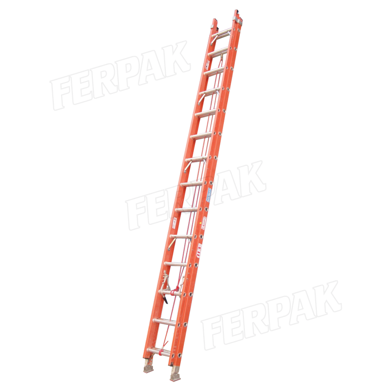 ESCALERA EXTENSIBLE 24' PIES CON APOYA POSTE Y GUINDA CABLE NETSO
