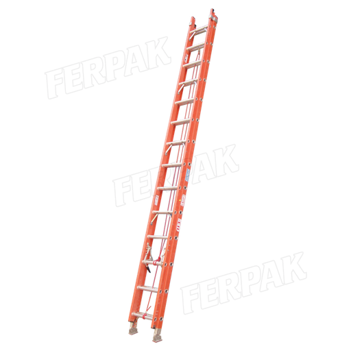 [NTS060001] ESCALERA EXTENSIBLE 24' PIES CON APOYA POSTE Y GUINDA CABLE NETSO